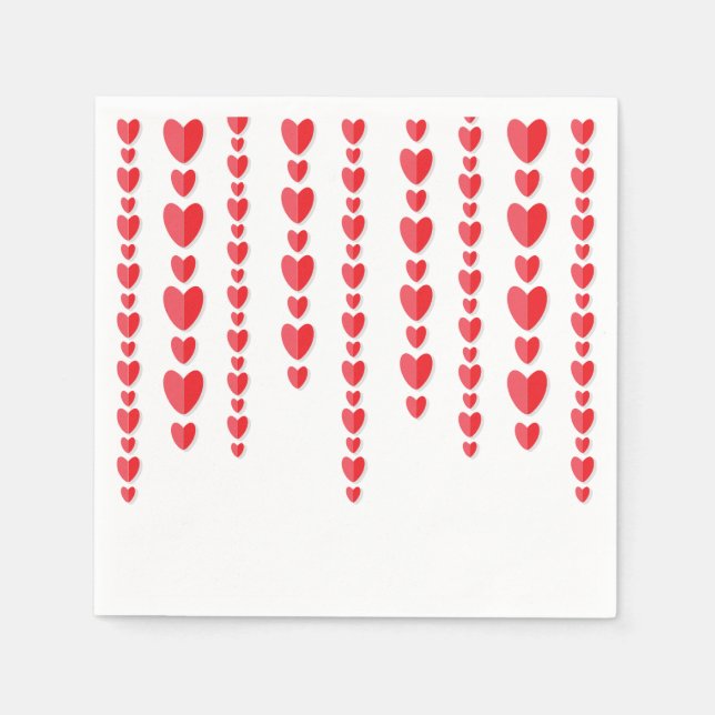 Red Hearts Cute Valentine's  Napkins (Front)