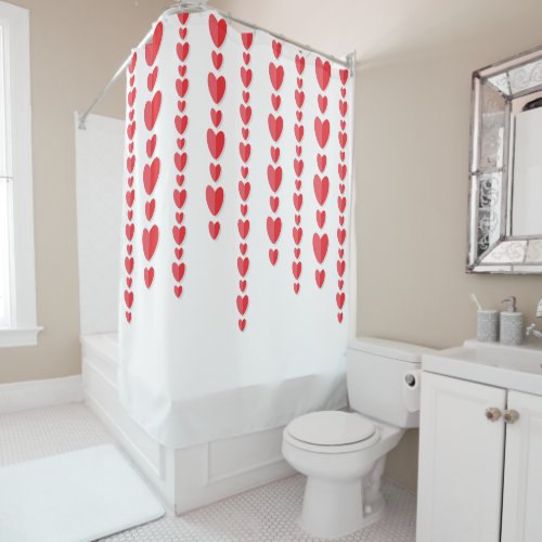 Red Hearts Cute Valentines  Shower Curtain