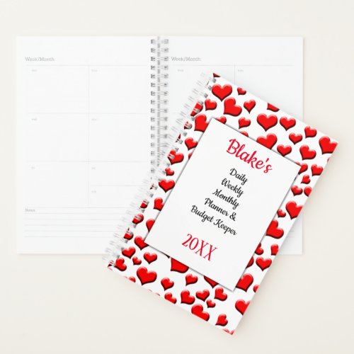Red Hearts Daily Budget Planner