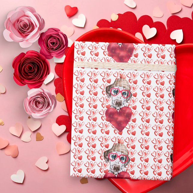 Red Hearts Dalmatian Dog Lover Valentine Wrapping Paper (Creator Uploaded)