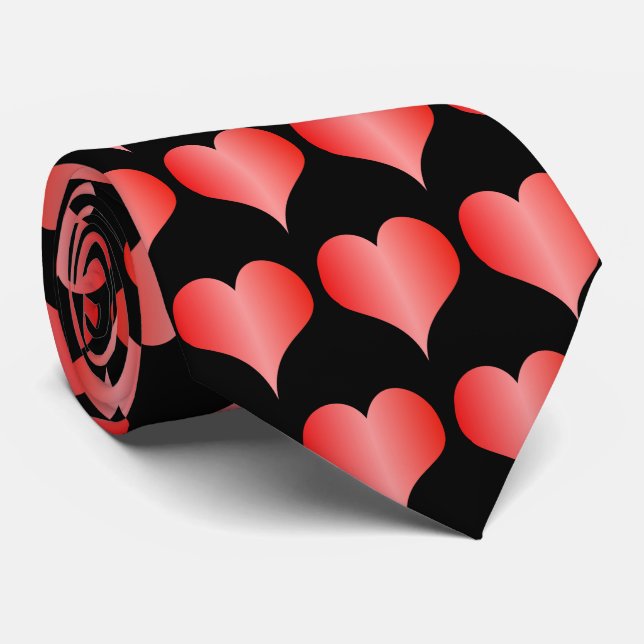 Red Hearts Design Neck Tie (Rolled)