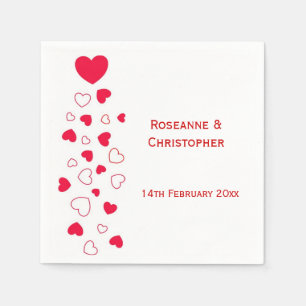 Red Hearts Design Valentines Day Wedding Napkins