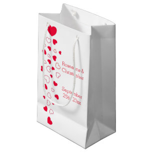 Red Hearts Design Valentines Day Wedding Small Gift Bag