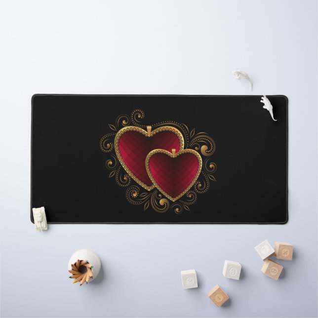 Red Hearts Desk Mat (Kids Table)