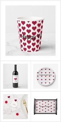 Red hearts dinning supplies