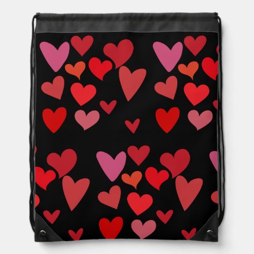 Red Hearts Drawstring Bag