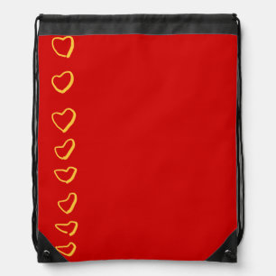 Red Hearts Drawstring Bag