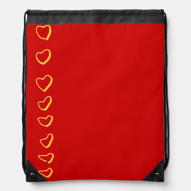 Red Hearts Drawstring Bag (Front)
