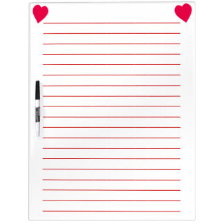 Red Hearts Dry Erase Board