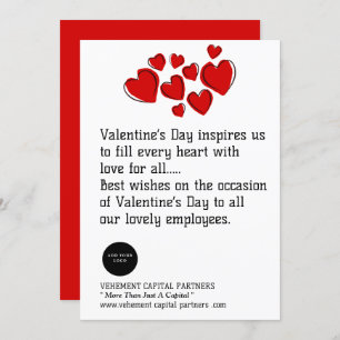 Red Hearts Employees Office Logo Valentines Day Holiday Card