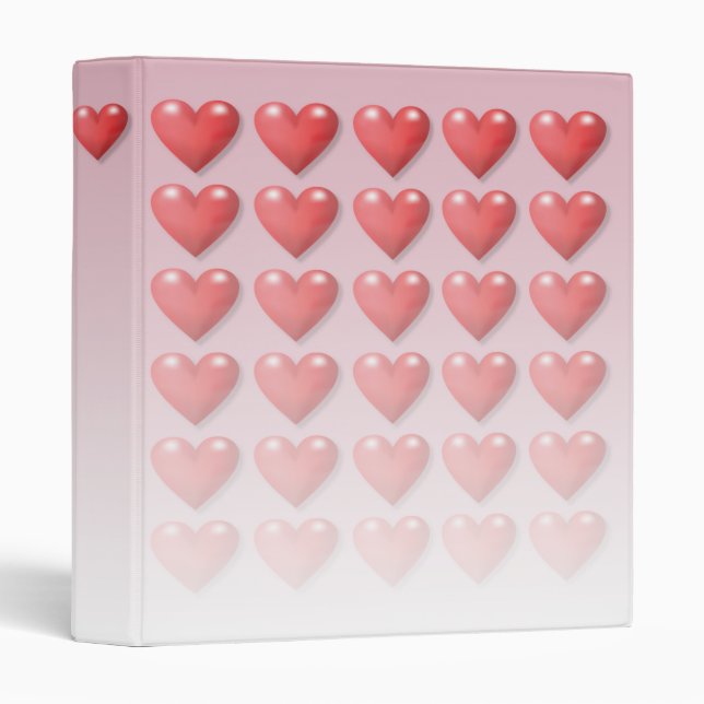 Red Hearts Fading Pink Binder (Front/Spine)