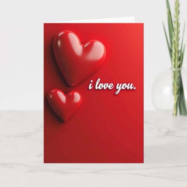 Red Hearts Faux Gold Foil Card (Front)