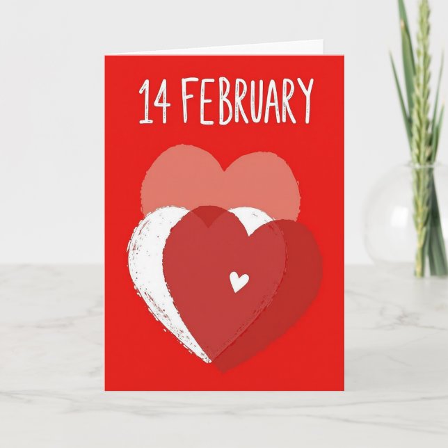 Red Hearts February Love Card (Front)