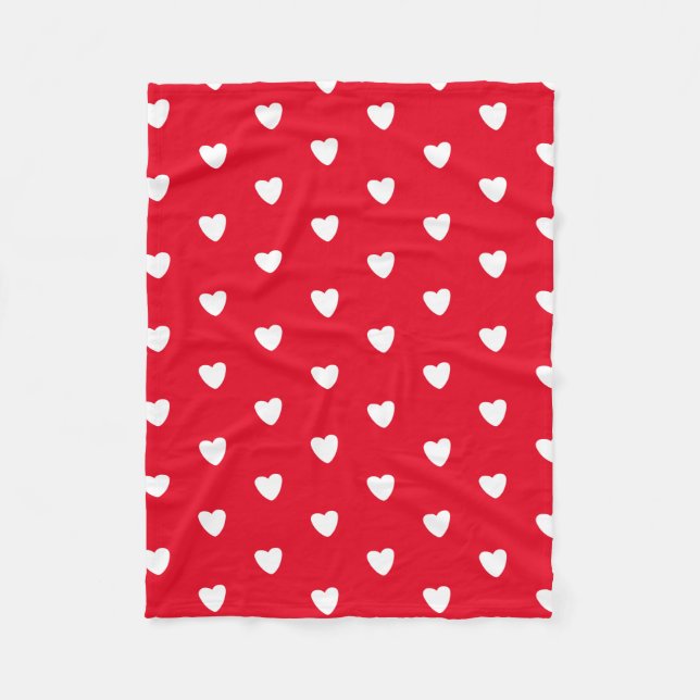 Red Hearts  Fleece Blanket (Front)