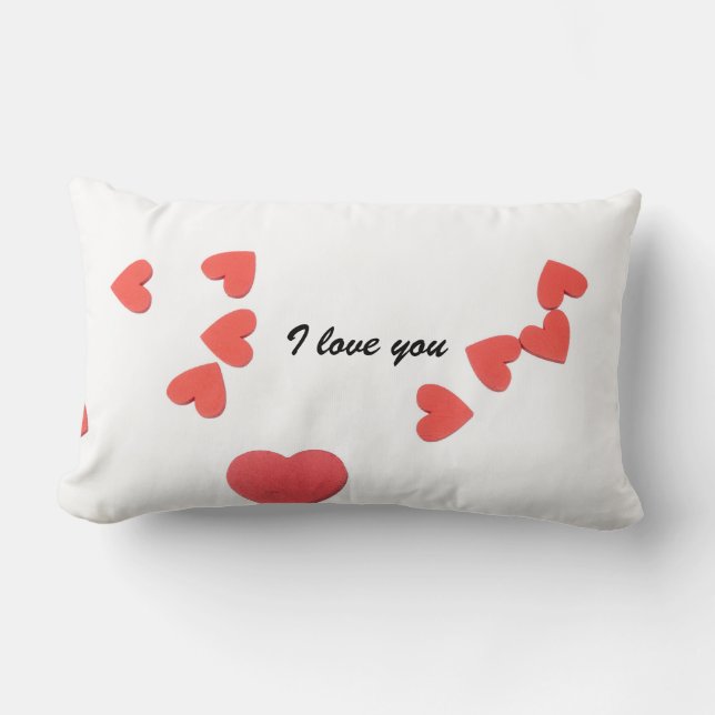 Red hearts for love on Valentine's Day I love you Lumbar Pillow (Front)