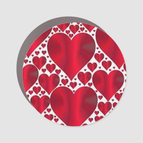 RED HEARTS FOR VALENTINES DAY CAR MAGNET