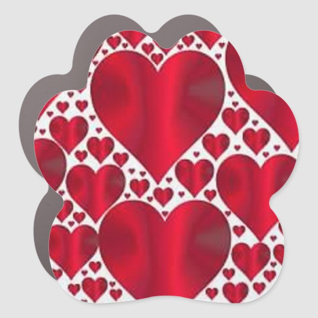 RED HEARTS FOR VALENTINE'S DAY CAR MAGNET (Front)
