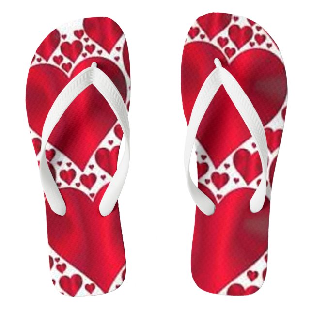 RED HEARTS FOR VALENTINE'S DAY FLIP FLOPS (Footbed)