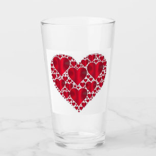 RED HEARTS FOR VALENTINE'S DAY GLASS