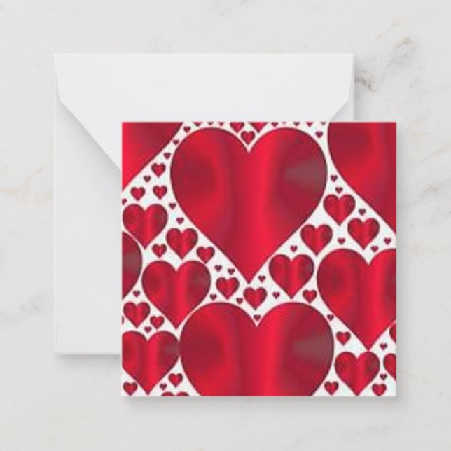 RED HEARTS FOR VALENTINE'S DAY NOTE CARD (Front)