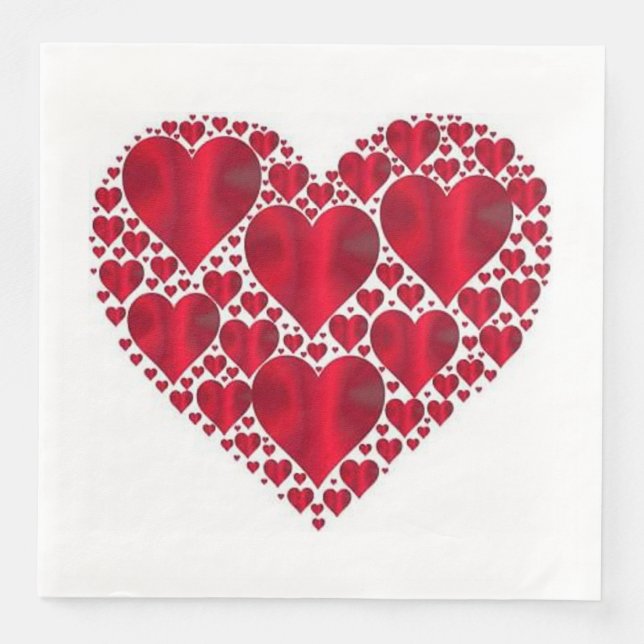 RED HEARTS FOR VALENTINE'S DAY PAPER DINNER NAPKINS (Front)