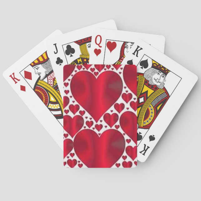 RED HEARTS FOR VALENTINE'S DAY POKER CARDS (Back)