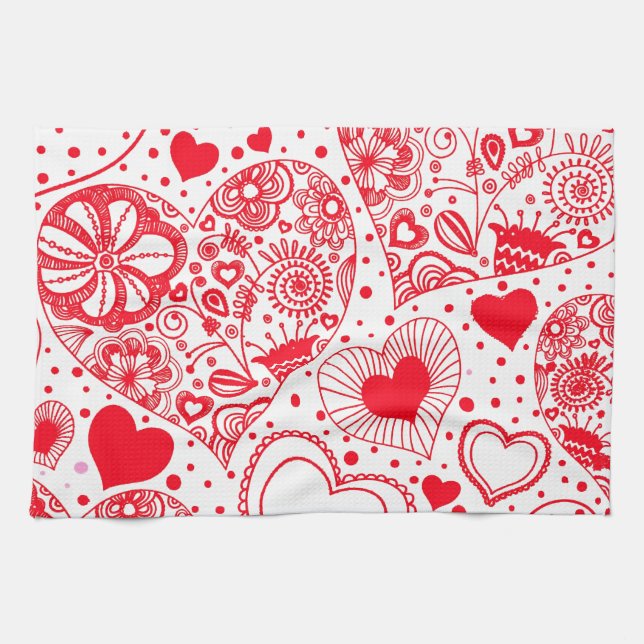 Red Hearts for Valentine's Day Towel (Horizontal)