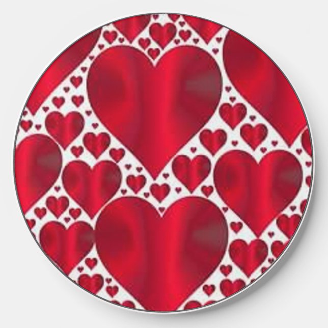 RED HEARTS FOR VALENTINE'S DAY WIRELESS CHARGER  (Front)