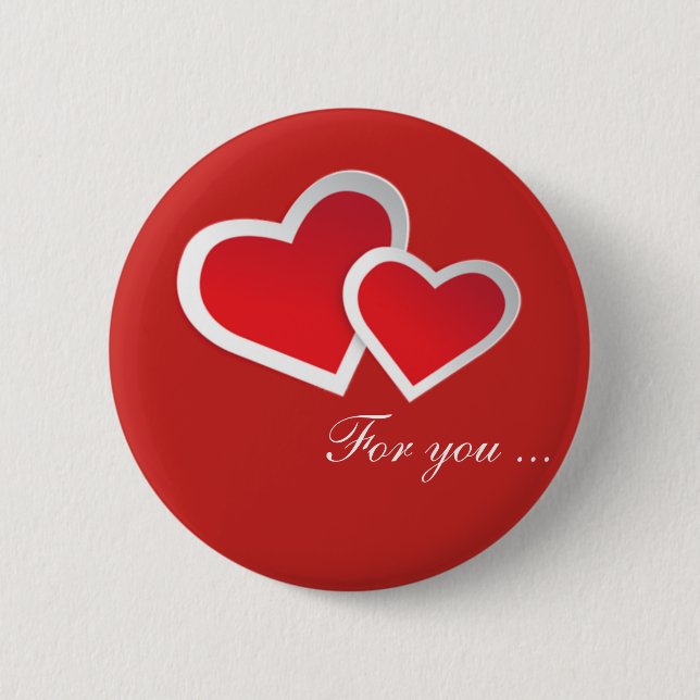 Red Hearts For you ... Personalize Button (Front)