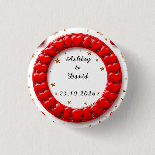Red Hearts Frame Button