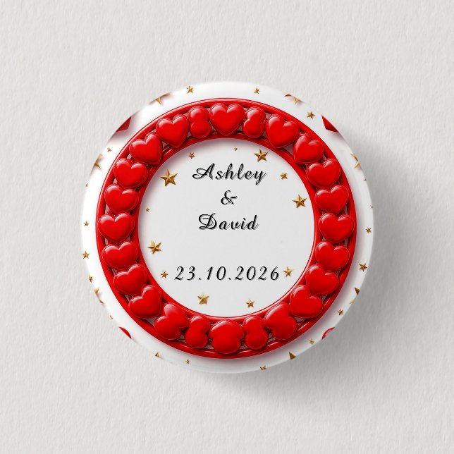 Red Hearts Frame Button (Front)