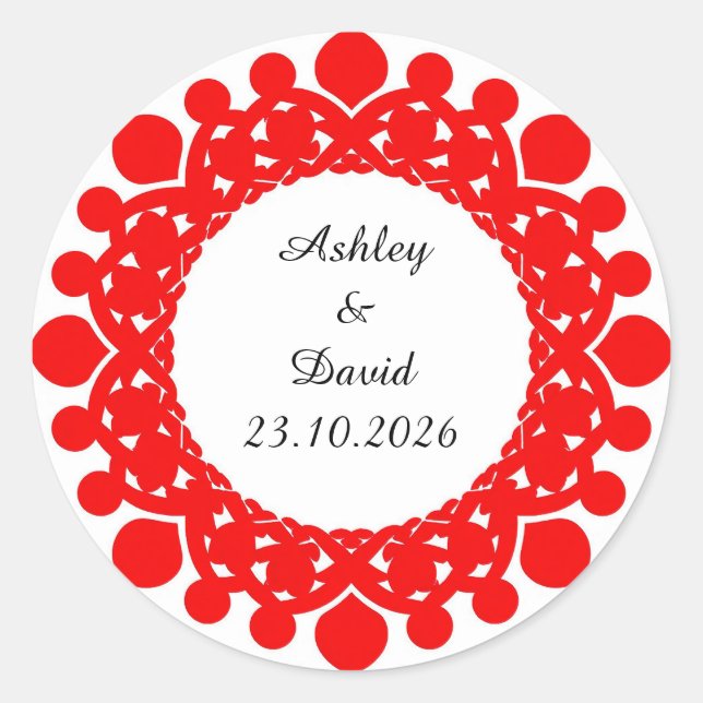 Red Hearts Frame Classic Round Sticker (Front)