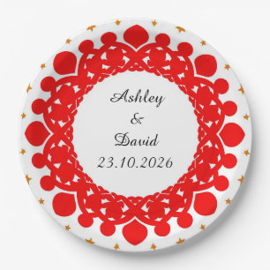 Red Hearts Frame Paper Plates