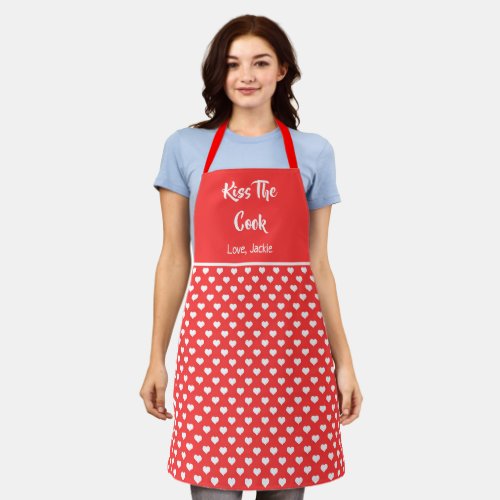 Red Hearts Funny Valentine Cooking Apron
