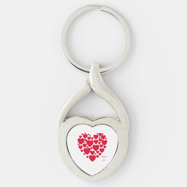 Red hearts, gift keychain (Front)