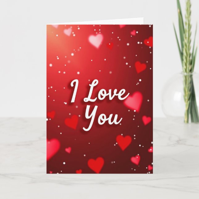Red Hearts Glitter I Love You Card (Front)