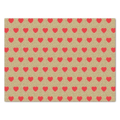 Red Hearts Gold Glitter Sparkles Tissue Paper