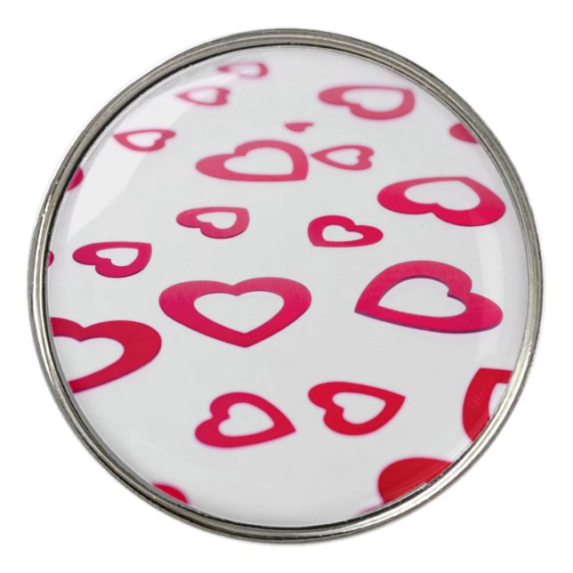 Red hearts golf ball marker (Front)