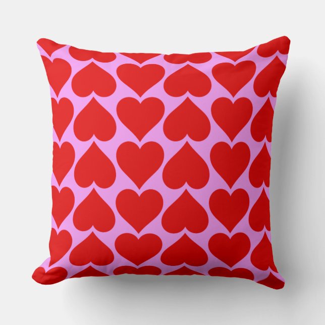 Red Hearts Gone Wild Throw Pillow (Front)