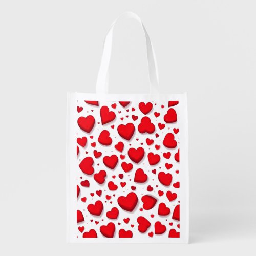 Red Hearts  Grocery Bag