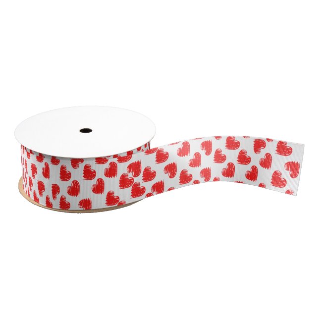 Red hearts grosgrain ribbon (Spool)