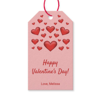 Red Hearts Happy Valentine's Day &amp; Custom Text Gift Tags