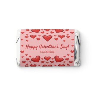 Red Hearts Happy Valentine's Day &amp; Custom Text Hershey's Miniatures