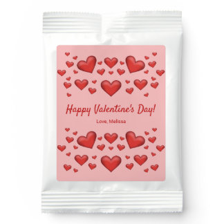 Red Hearts Happy Valentine's Day &amp; Custom Text Margarita Drink Mix