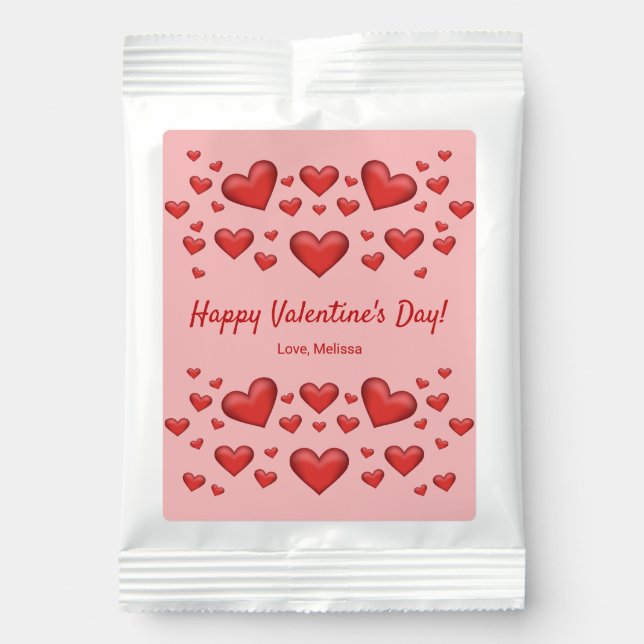 Red Hearts Happy Valentine's Day & Custom Text Margarita Drink Mix (Front)