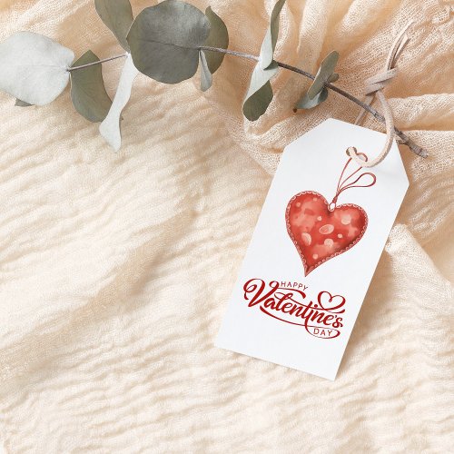 Red Hearts Happy Valentines Day Gift Tags