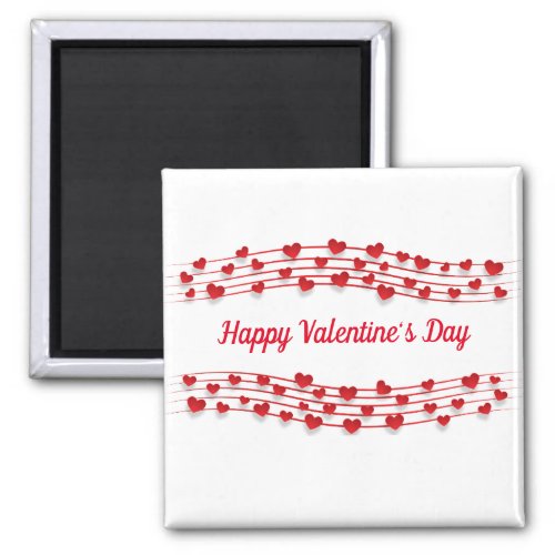 Red Hearts Happy Valentines Day Magnet