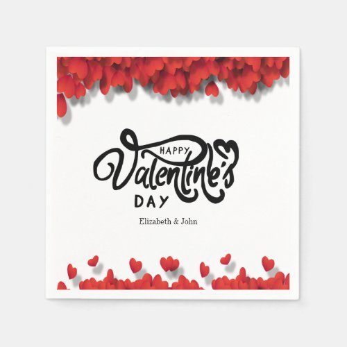 Red Hearts Happy Valentines Day   Napkins
