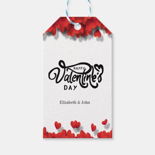 Red Hearts Happy Valentines Day   Napkins Gift Tags