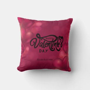 Red Hearts Happy Valentine's Day Throw Pillow